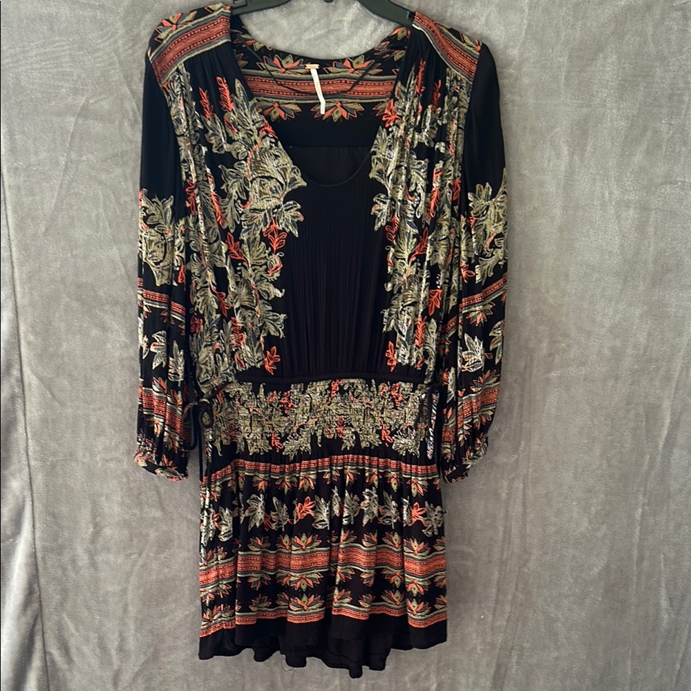 Free People Black Floral Tunic
